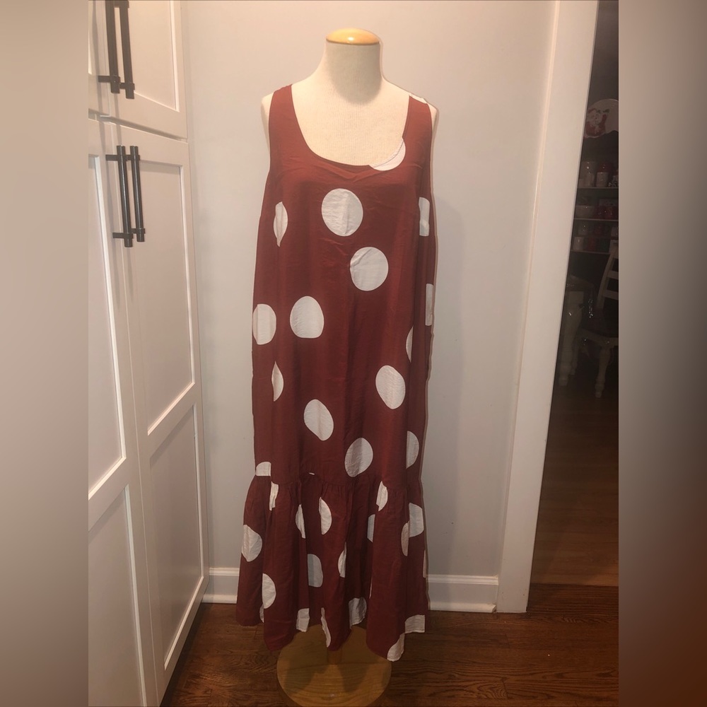 Anthropologie Maxi Dress Women's Size XL Michaela Flounced Polka Dot NWT!